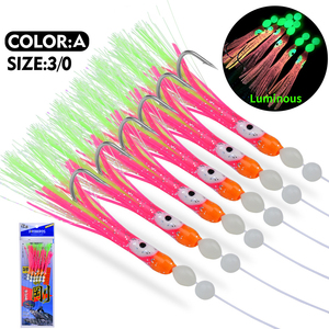 Anzuelos biónicos luminosos <span class=keywords><strong>Espada</strong></span> blanca Anzuelos de pincho de calamar 6 anzuelos que brillan en la oscuridad Cebo suave artificial para aparejos marinos Cebo de calamar - Product Image 5