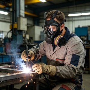 <span class=keywords><strong>Masque</strong></span> à gaz polyvalent avec filtre 40 mm - Respirateur facial complet à interface universelle pour usines chimiques, laboratoires et projets de bricolage - Product Image 5