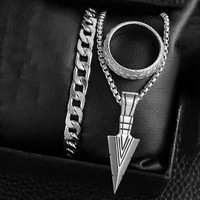 Ensemble de bijoux en alliage noir tendance, collier et bracelet chaîne, pour femmes et hommes, cadeau de fête, vente chaude, nouveauté