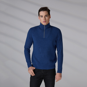 เสื้อสเวตเตอร์ไหมพรมคุณภาพสูงสำหรับผู้ชาย แขนยาว คอซิป 1/4  รับผลิตตามแบบ พร้อมปักโลโก้ - Product Image 1
