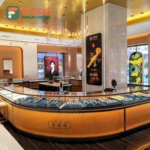 Luxury Glass Jewelry Display Cabinet <b>Wooden</b> Jewelry Counter Jewelry Display Rack High End LED Light Display <b>Unit</b> - Product Image 3