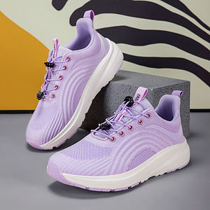 Chaussures de sport en maille élastique pour hommes, lacets rapides, respirantes, style marche, antidérapantes, chaussures pour hommes, chaussures pour femmes, logo personnalisé - Product Image 4