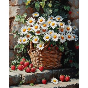 Kits de peinture par numéros CHENISTORY pour adultes, fleurs de marguerite, art mural moderne, peinture sur toile acrylique pour la décoration de la maison - Product Image 1