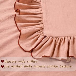 Housse de coussin décorative en coton à volants, couleur unie, rose magnifique, pour la maison - Product Image 2