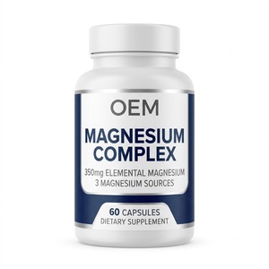OEM ODM Complejo de Magnesio GMP Halal 60 Cápsulas 350mg Elemental 150mg Glicinato 100mg Citrato 100mg Malato - Product Image 1