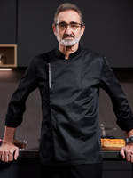 Vestes de chef de restaurant pour hommes, 100% polyester, manches longues, logo personnalisé, uniforme de travail pour les cuisines de fondue et de restauration rapide