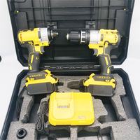Kit combiné d'outils électriques 21V avec boîtier rigide en plastique et aluminium, deux batteries au lithium rechargeables, support OEM personnalisé avec garantie d'un an