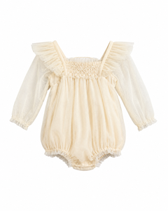 Adorable pelele de tul con alas de mariposa y corpiño fruncido para bebé niña, ideal para la sesión de fotos Cake Smash - Product Image 1