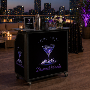 Aluminum Folding Portable Event <b>Bar</b> 47.75 * 19.5 * 42.75in, Portable <b>Bar</b> Cabinet Mobile Bartender Station with Top and Middle - Product Image 6