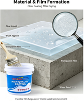 Scellant acrylique transparent imperméable invisible pour salle de bain, balcon, toit, fissures murales, application au pinceau, sans revêtement de carrelage