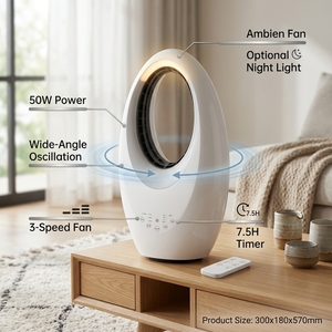 Ventilatore senza pale KONWIN BLF-03 con telecomando, portatile da pavimento, 4 luci scenografiche, raffreddamento ad aria elettrico, riduzione tariffaria - Product Image 5