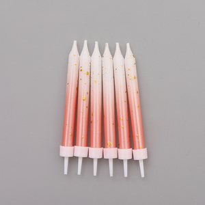 Fabrication de cire de paraffine bougie de décoration de gâteau d'<span class=keywords><strong>anniversaire</strong></span> arc-en-ciel en or de luxe personnalisée - Product Image 2