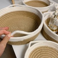 Panier de rangement multifonctionnel en corde de coton ovale moderne Girida avec poignée pour bijoux, cosmétiques, bureau, clés/télécommande
