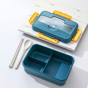 Boîte à lunch compartimentée en plastique écologique et durable, résistante aux fuites, compatible micro-ondes, avec cuillère et baguettes - Product Image 4
