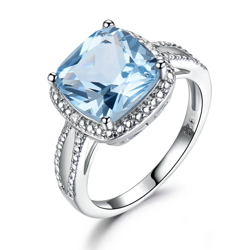 Individuelle handarbeit mode Luxus sky blau edelstein ring 925 sterling silber ring schmuck