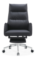 Chaise de bureau ergonomique réglable en cuir PU moderne et pratique avec piètement chromé, confortable pour la maison, le bureau, l'école et le salon