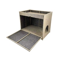 Panier tressé rectangulaire pour animaux de compagnie, lit pour chat en rotin PP, tissage ouvert, durable, lavable, écologique, multifonctionnel, résistant aux insectes, pour intérieur