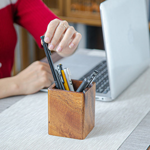 Walnut Wood Solid Wood Pen Holder Square Office <b>Desk</b> Organizer Storage Box Multi Functional <b>Large</b> Capacity - Product Image 2