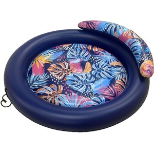 Inflatable Floating Lounge Chair Bed 180x180Cm Flower Pattern With <b>Backrest</b> For Adults Outdoor Pool Use - Product Image 1