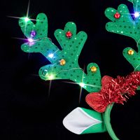 Serre-tête LED de Noël en forme de tête de renne avec bois de cerf, accessoire de coiffure pour la remise des diplômes, Thanksgiving, décoration capillaire, accessoires de cheveux de Noël