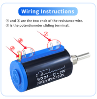 SomeiEle WXD3-13-2W Potenciómetro de Precisión de 10 Voltas con Bobinado de Hilo (Eje de 4.0mm) - Terminales de Soldadura - Envase de Plástico - 4.7K 5% 2W