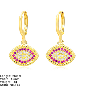 Pendientes de aro colgantes Nuevo estilo Pavimentado Zircon Diablo y Ojo Pendientes grandes 925 Joyería de moda de plata para mujeres Damas - Product Image 2