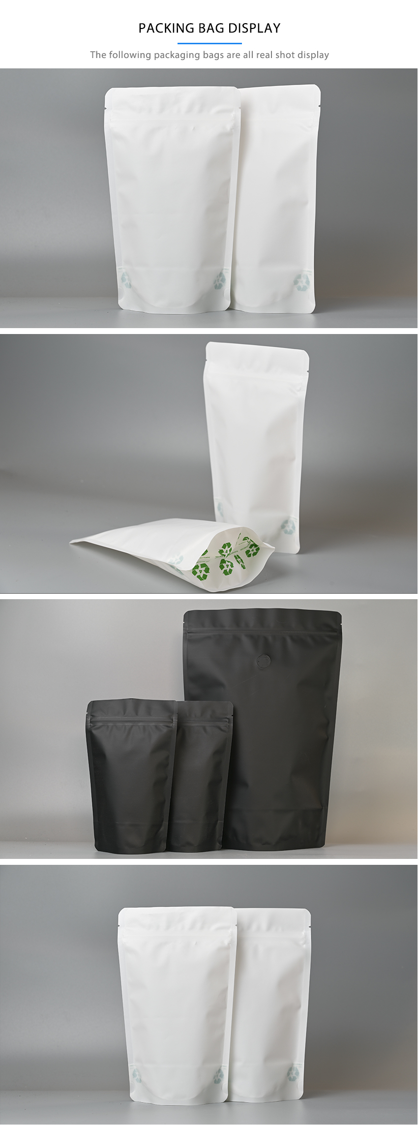 100% Recyclable Stand Up Pouches Mono PE Material Sachets Food Packaging