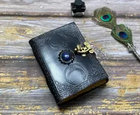 Livre noir Triple lune cristal en cuir, Journal vierge de sorcellerie, livre d'ombres, Grimoire, couverture Antique, papier, carnet de croquis