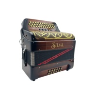 SEASOUND Accordéon professionnel 34 boutons 12 basses 5 registres JB3412D OEM Corps en bois flammé Grille noire Boutons dorés