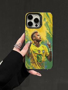 Funda para iPhone 15 Pro Max con Diseño Artístico de Estrella de Fútbol Brasileña, Cubierta Anti-caídas con Acabado Acuarela para Fanáticos, Funda Personalizada con Diseño de Toro - Product Image 2