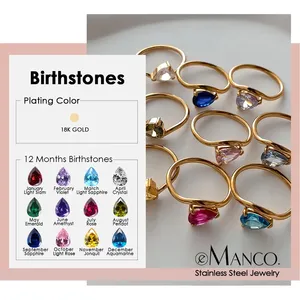 Anillo Clásico de Acero Inoxidable con Forma de Gota de Agua EManco para Mujer, Joyería que No se Desvanece, Venta al por Mayor, Dropshipping - Product Image 1