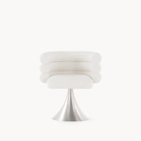 Chaise de salle à manger moderne de luxe en tissu bouclé rond avec base en acier inoxydable 304 pour villa et salle à manger