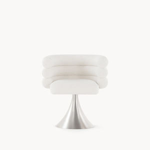 Chaise de salle à manger moderne de luxe en tissu bouclé rond avec base en acier inoxydable 304 pour villa et salle à manger - Product Image 1