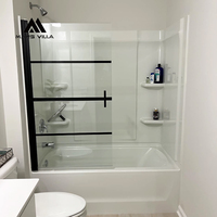 Porte de douche arquée Mars Villa 8 10mm à pivot souple 76 pouces, sans cadre, chromée, légèrement réfléchissante, OEM
