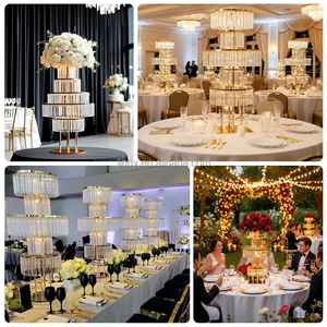 JINDY Wedding Table Centerpiece Decoration Tall Cylinder Metal Gold <strong>Vase</strong> <strong>Flower</strong> Stand With <strong>Flower</strong> Ball Bouquet - Product Image 5