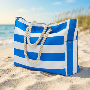 Portable High Quality GRS Certified Retro Bohemian-Style Square Women's Canvas Crossbody <b>Tote</b> Shoulder <b>Bag</b> Zipper/Open Striped - Product Image 4