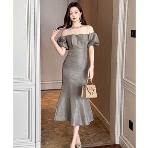 <span class=keywords><strong>Boutique</strong></span> 2025 <span class=keywords><strong>donna</strong></span> 2025 estate Vintage vita impero vestito nuovo Sexy in rete con giuntura manica a bolle abito traspirante - Product Image 2