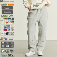 Pantalon de jogging décontracté gris uni pour homme, style ample et oversize, en coton 420 g/m² avec petits boutons, conception OEM