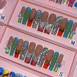 Ongles artificiels en acrylique de haute qualité, style français frais, 3D, faux ongles, stiletto, papillon, parfaits pour les fêtes, nouveauté 2025 - Product Image 5