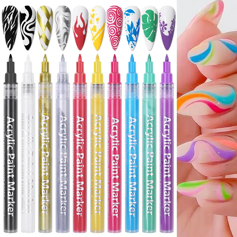 Popular 16 Colors Drawing Nail Art Painting Pen Nail Graffiti Polish Pen Acrylic Paint Marker