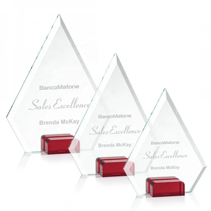 लाल आधार वार्षिक कंपनी के कर्मचारियों पुरस्कार स्मारिका कस्टम खोदना क्रिस्टल पुरस्कार ग्लास पट्टिका ट्रॉफी