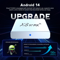 XS97 Quad Core Android 14 4K Ultra HD Streaming TV Box 2/8GB WiFi 6 Control Remoto por Voz Bajo Consumo de Energía GPU ARM Mali-450
