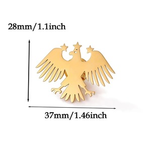 Broche Masculino de Aço Inoxidável com Águia e Flor, Acessório para Terno, Alfinete de Lapela Banhado a Ouro 18k em Liga de Zinco - Mais Vendido - Product Image 5