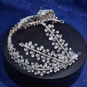 <span class=keywords><strong>Novia</strong></span> romántica, cristal, flor, hojas, corona, diadema, tocado de diamantes de imitación para boda - Product Image 6
