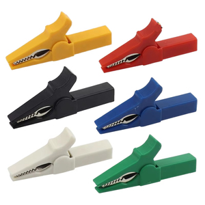 Pinces crocodiles haute tension 30A 55mm en cuivre nickelé, fiches <span class=keywords><strong>banane</strong></span> 4mm isolées en plastique, sondes de test multimètre 6 couleurs - Product Image 1