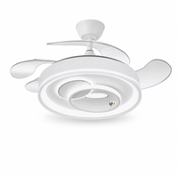 Ventilateur de plafond rétractable intelligent de 42 pouces avec éclairage décoratif, haut-parleur, télécommande et compatibilité Alexa, ventilateurs de plafond à intensité variable