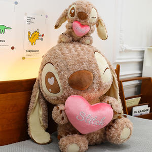 Peluche a tema San Valentino <span class=keywords><strong>Linda</strong></span> - Peluche Stitch marrone che abbraccia il cuore, disponibile in diverse misure, cuscini in peluche - Product Image 5