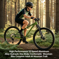 Vélo de montagne tout-terrain pour adultes, haute performance, 12 vitesses, frein à disque hydraulique en alliage d'aluminium, confortable, complet, pour tout type de sentier