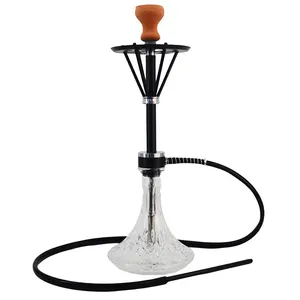 도매 물 담뱃대 세트 알루미늄 합금 Shesha 물 담뱃대 1 조각 실리콘 고무 파이프 유리 Shisha 물 담뱃대