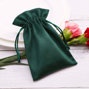 Dark Green Velvet <b>Drawstring</b> Bags 8x10cm 15x20cm Jewelry Storage Gift Packaging <b>Pouches</b> Rectangular Fabric Dust Bag - Product Image 3